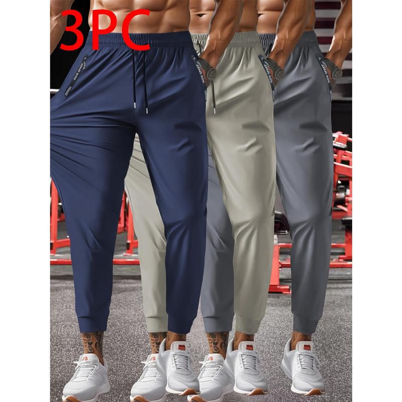 Unisex Plus Size Casual Athletic Joggers 3-Piece Set - Full-Length Solid Color Loose-Fit, Breathable Quick-Dry 82.1% Polyester-17.9% Spandex Mix, Drawstring Waist for Sports, Leisure, All Seasons