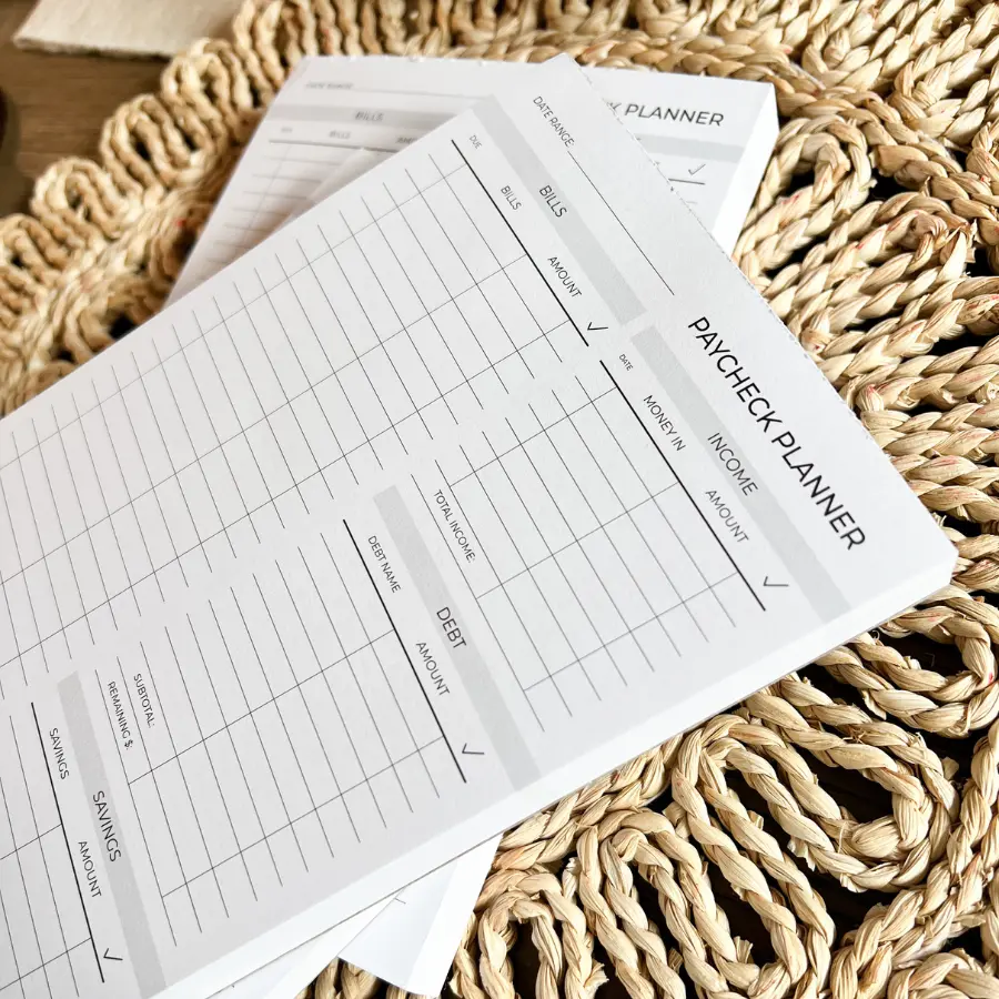 Paycheck Planner NOTEPAD | Paycheck Budget | Budget Planning