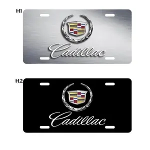[SALE 50%] Cadillac Cadi Wreath Inspired Art License Plate Luxury Crest Logo Vanity Tag Flat Aluminum Car Plate