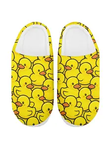 Men's Cute Yellow Duck Cozy Couple Indoor Slippers, Fun Cool Duck Print Casual Shoes, Soft Warm Lining and Comfortable Sole, Trendy Home Slippers for Everyday Wear and Holiday