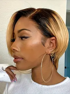 1B/27 Color Straight Human Hair 13x4 Transparent Lace Front Human Hair Wig Straight Human Hair Wig for Women Human Hair Wig 8 Inch 150% Density Lace Front Wigs