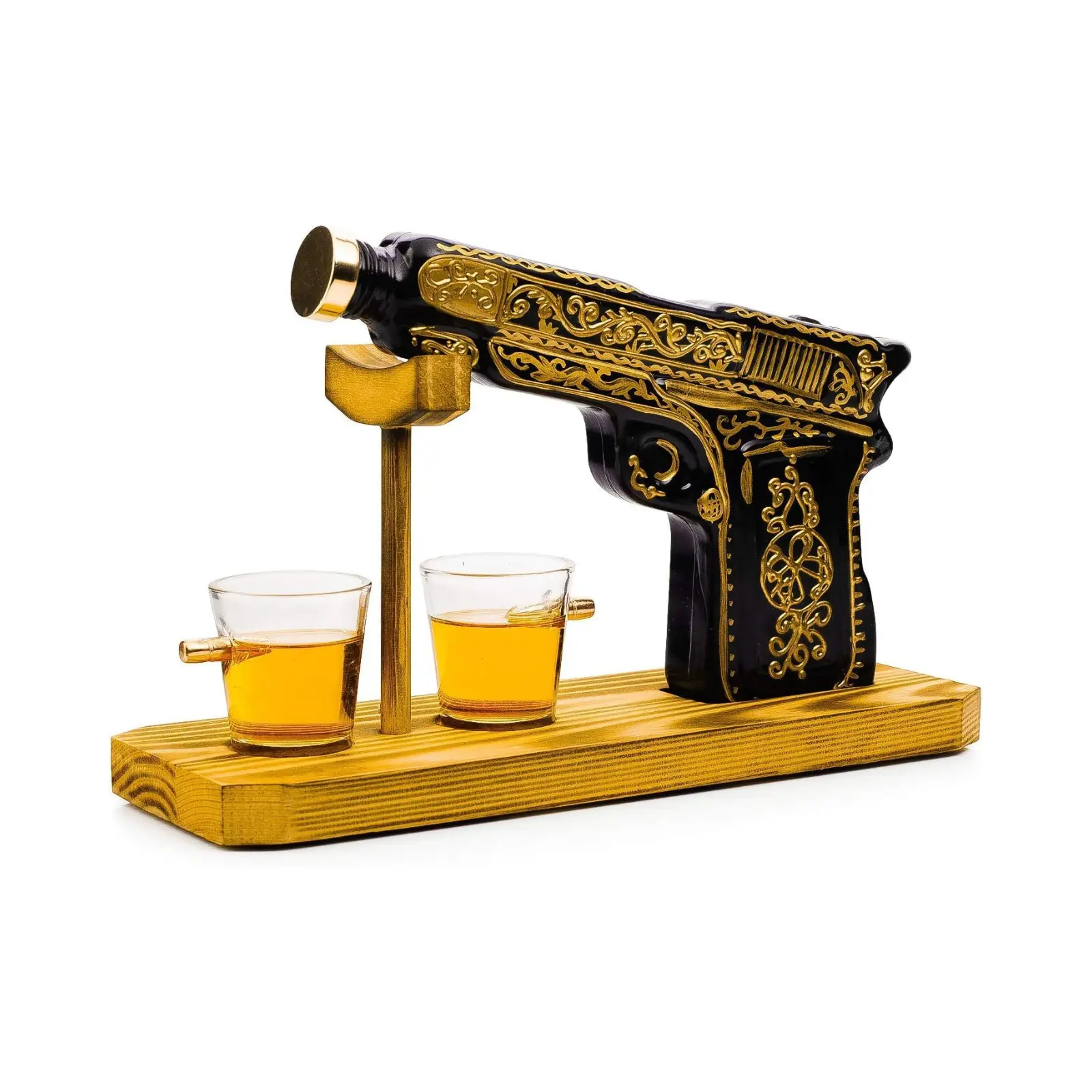 Kingpin Hand Painted Decanter with two glasses