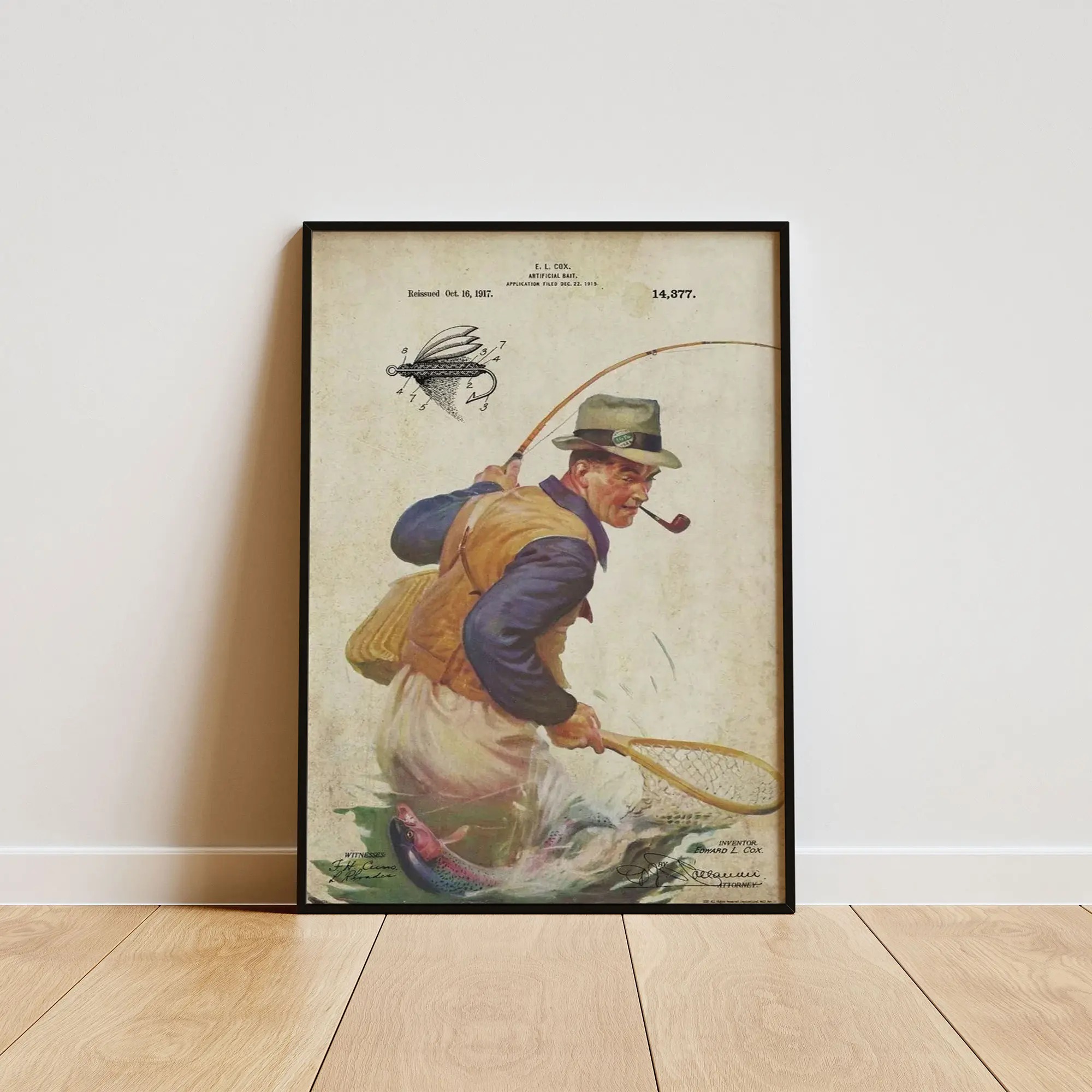 Vintage Fly Fishing Lure Poster, Rainbow Trout Illustration, Retro Angler Wall Decor, Rustic Cabin Art, Lake House Fishing Decor, Outdoor Sportsman Gift