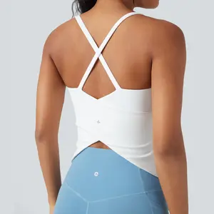 Halara Scoop Neck Crisscross Back Crossover Hem Yoga Cami Top