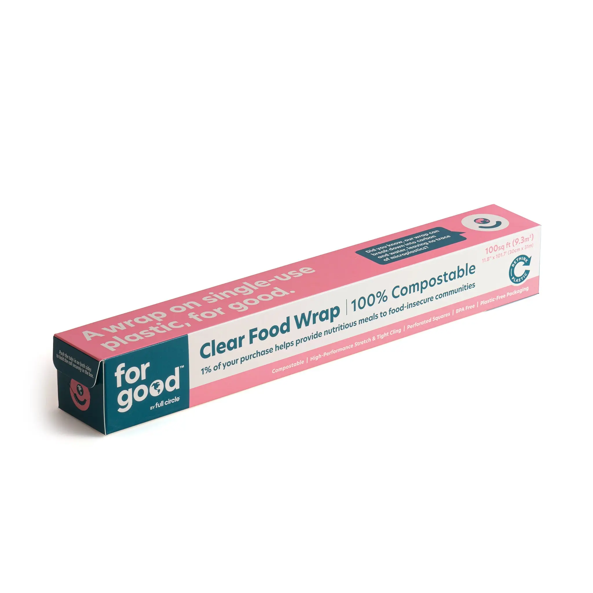 Clear Food Wrap Compostable Wrap for Containers and Kitchen Utensils, 100% Composite