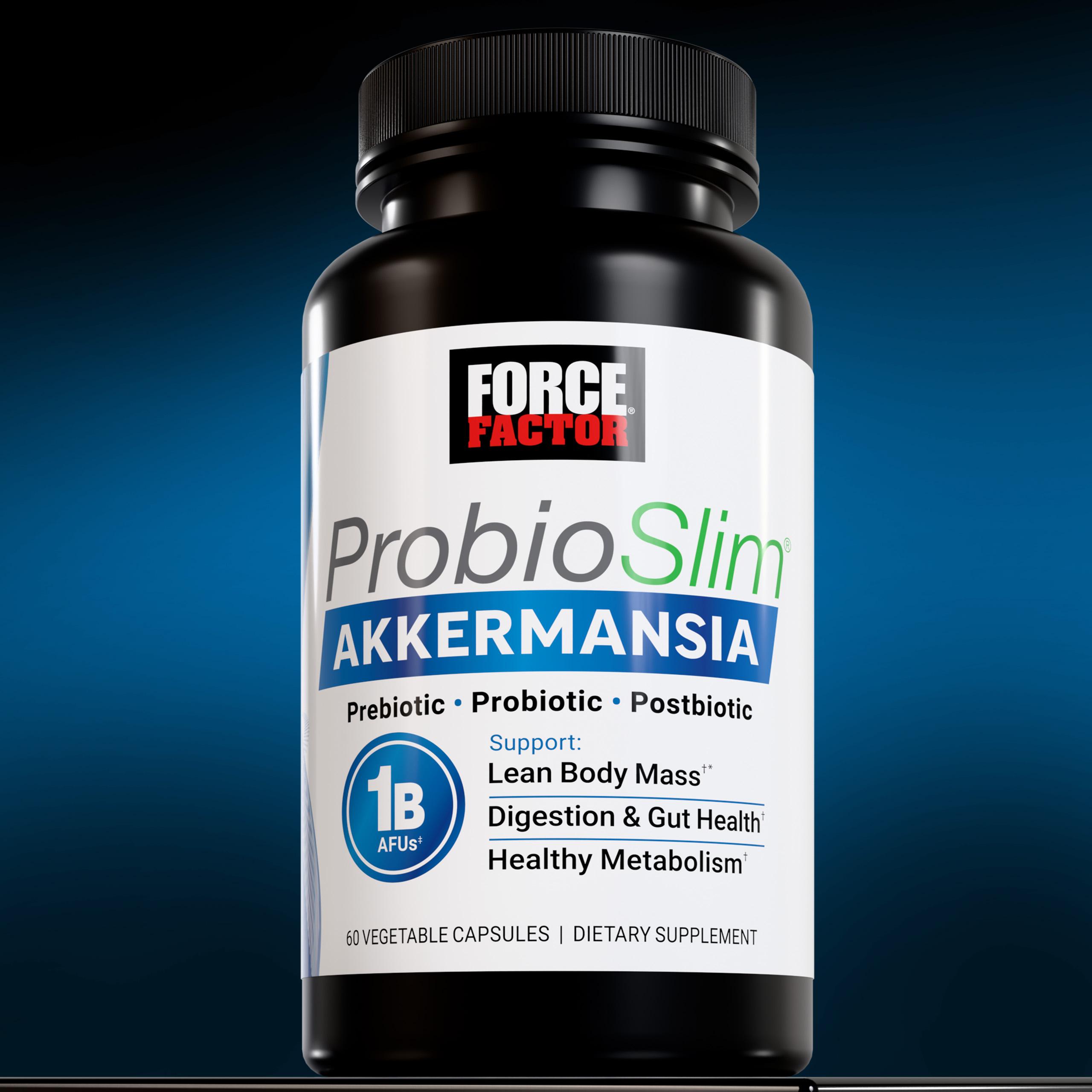 Force Factor ProbioSlim Akkermansia Probiotics & Postbiotics with 1B AFUs, Muciniphila, Prebiotics & Chromax Chromium, 60 Vegetable Capsules