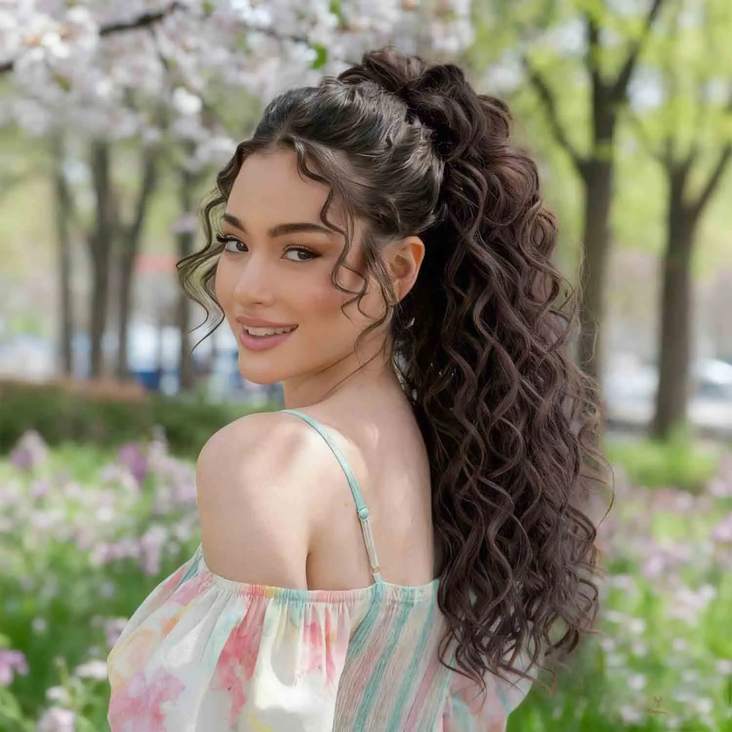 18 Inch Claw Clip Pony Tails Hair Extensions Soft Long Curly Ponytail Synthetic hairpieces  for Women Daily Use