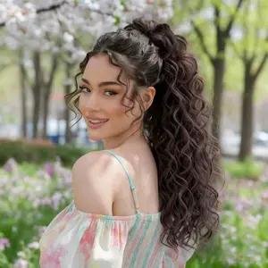 18 Inch Claw Clip Pony Tails Hair Extensions Soft Long Curly Ponytail Synthetic hairpieces  for Women Daily Use