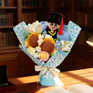 Handmade Sunflower Yarn Bouquet, Cute Flowers for Home Office Decor, Valentine's Day Christmas Graduation Teacher's Day Birthday Gifts