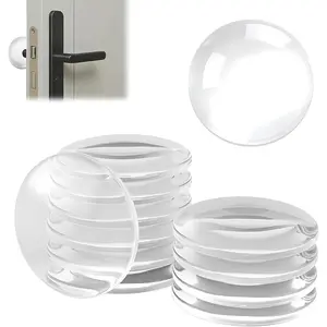 12 count Door Bumper,Door Stoppers for Wall,1.96'' Clear Door Knob Quiet Wall Protector,Self Adhesive Bumpers for Walls,Round Wall Shield Cushion,Shock Absorbent  Walls&Doors Handle Stopper