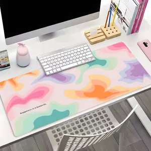 Macaron Color Fluid Art Lyrics Mouse Pad - Soothing Large Non-Slip Desk Mat for Office & Gaming, Aesthetic Desktop Decor with Song Quote Design, Desktop Accessory
