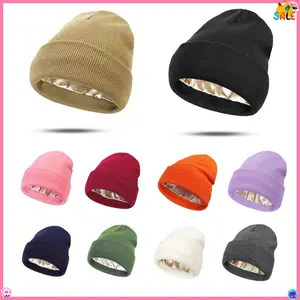 2026 New Arrival Unisex Satin Lined Knit Beanie – Warm Cuffed Skiing Hat Winter Gift for Men & Women, TikTokShopBlackFriday Christmas