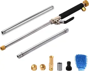 High Pressure Power Washer Wand, Hydro Jet Water Wand Pressure Sprayer,Flexible Garden Watering Wand with 3 Hose Nozzle Universal Hose End for Car Pet Window Patio Gutter Cleaning Tool