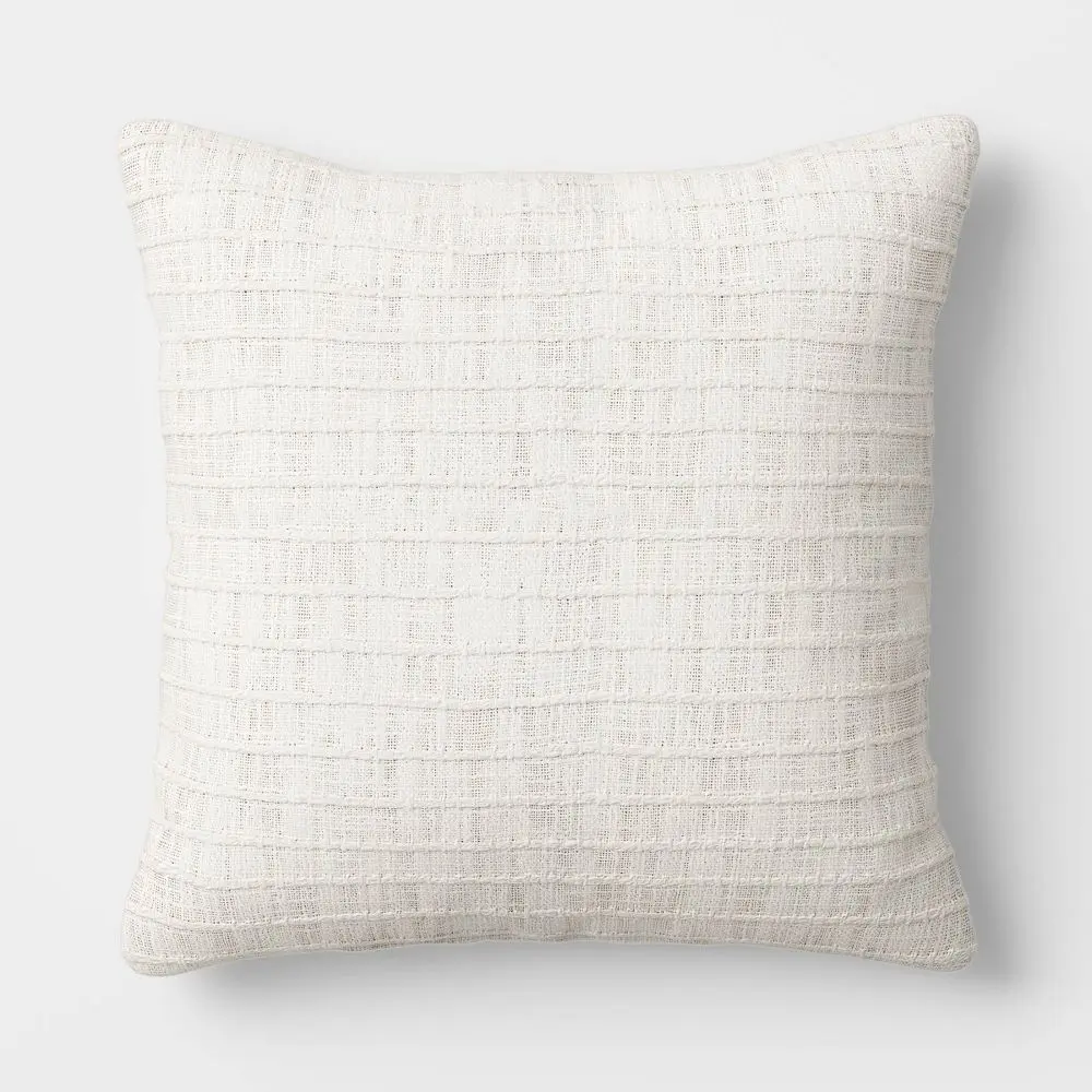 18"x18" Solid Textural Woven Pillow Ivory - Threshold 18"x18" Solid Textural Woven Pillow Ivory - Threshold