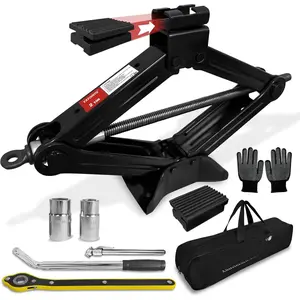 2 Ton  Scissor Jack Kit, 8 count Universal Tire Jack Tool  Kit with Ratchet Wrench, Black