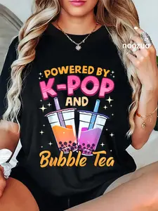 100% Cotton Unisex Bubble Tea Boba K-POP Music Lover Korean Milk Matcha Anime T-Shirt Casual Graphic Printed Vintage Tshirt