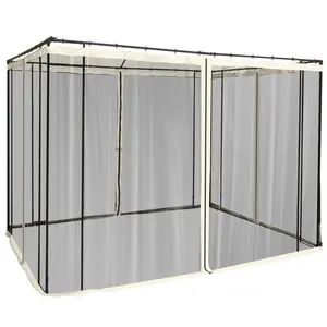 Replacement Mesh Sidewall Netting for 10' x 10' Gazebos – Fits 9.8' x 9.8' 4-Panel Frame. 6.8' Tall. Rings for Easy Hanging. Polyester. Cream Trim. Sidewall Only