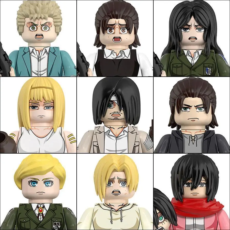 WM6204 Attack on Titan Anime & Manga Collectible Mini Action Toy Figures Building Blocks Set, Unisex Gifts Featuring Levi Ackerman, Eren, Mikasa, Giant Annie