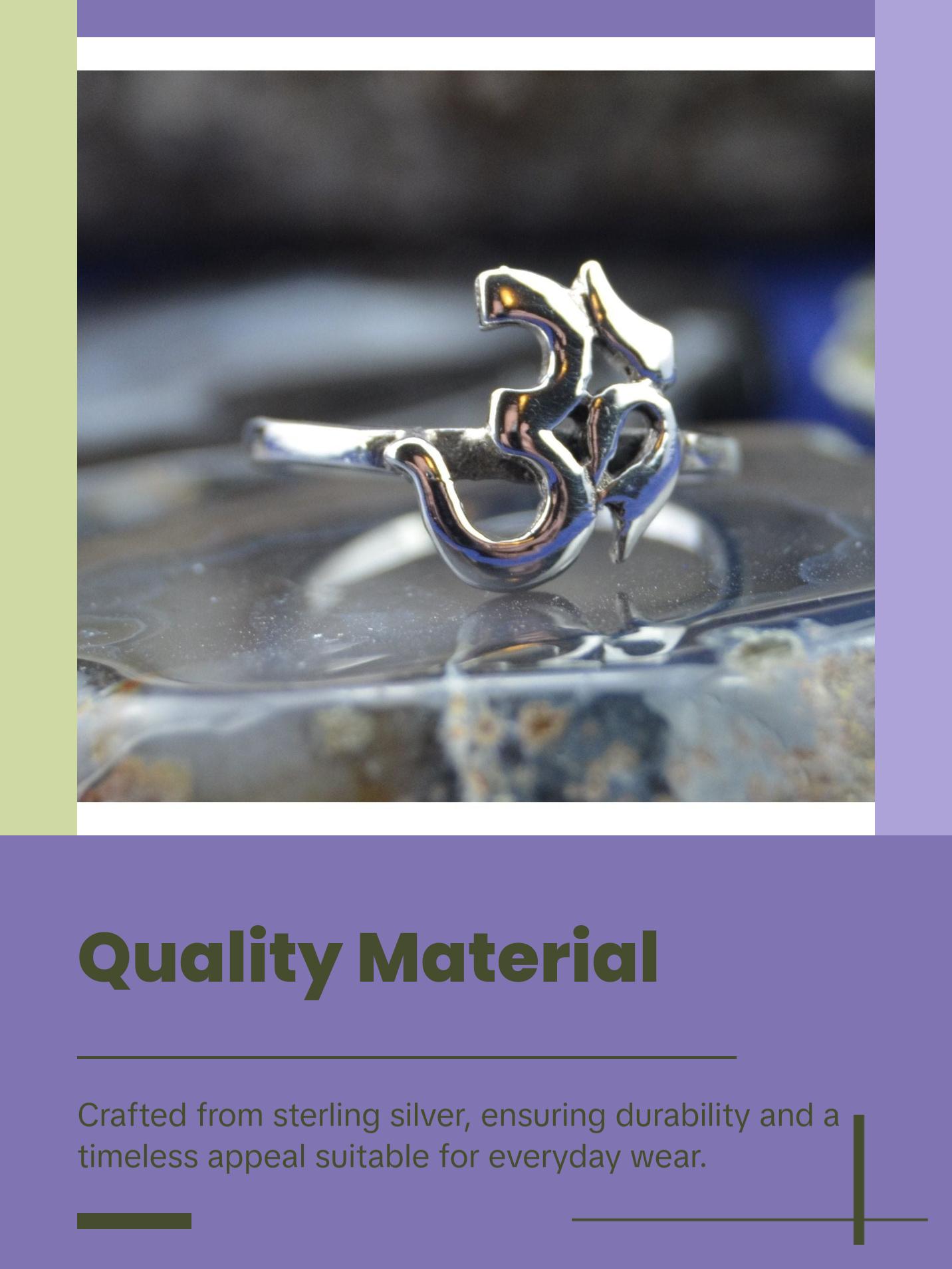Sterling Silver OM Symbol Ring | Hindu Sacred Sound | Spiritual Jewelry