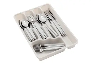 Gibson Home Edzelle 48 Piece Stainless Steel Flatware Set in Gray with Plastic Tray