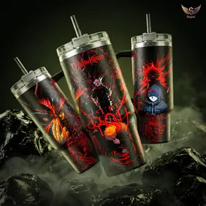 Sukuna Yuji Itadori - Jujutsu Kaisen Culling Game Modulo 40 oz Vacuum Insulated Tumbler with Handle Straw Cursed Energy Graphic, Keeps Drinks Hot/Cold 12H+ 18/8 Stainless Steel Travel Mug for Anime Fans & Manga Lovers Japanese Anime Merch Gift