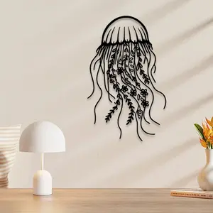 1pc Modern Artistic Jellyfish Metal Wall Art, Elegant Jellyfish Statue Mural, Perfect for Bathroom, Pool House, Coastal Room Decor, Christmas Decor, Ideal Gift for Marine Lovers