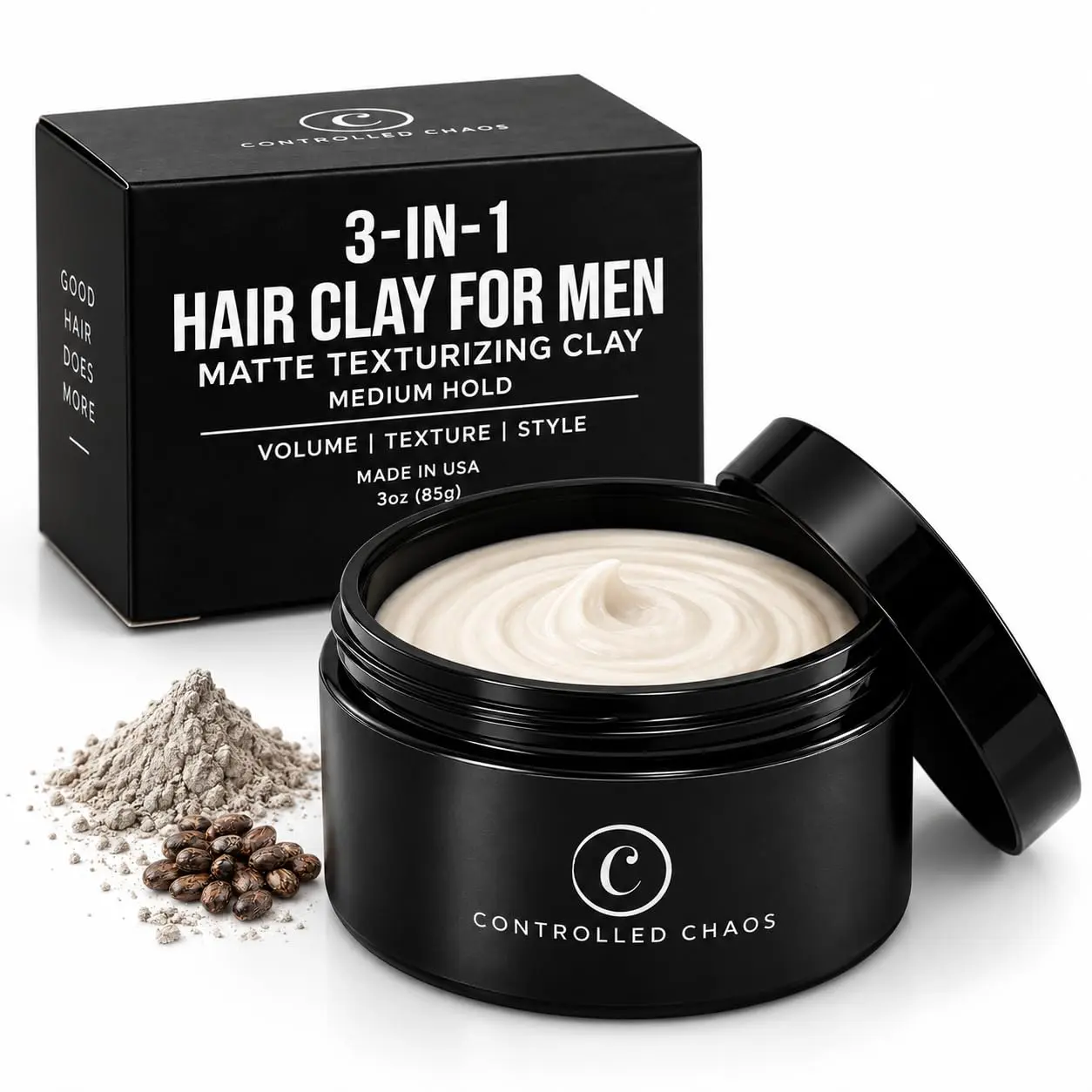 3-IN-1 Hair Clay for Men for Texture, Volume & Natural Control Matte -  Made In USA, Hair Care, Lightweight Matte Styling Clay