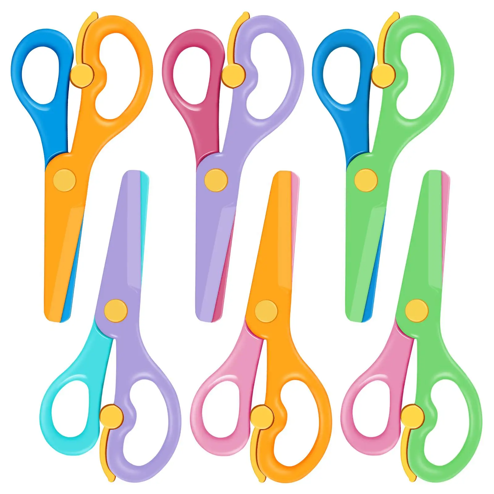 Random Color Safety Scissors (1/2/6counts), Cute Colorful Safety Scissors, Office Cutting Supplies for Students, School Supplies, Christmas Gift