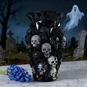 Halloween Gothic Skull Resin Vase for Home Decor| Spooky Halloween Flower Vase, Creepy Cute Goth Decor for Shelf, Desk| Decorative Skull Planter for Dried Flowers, Unique Holiday Gift