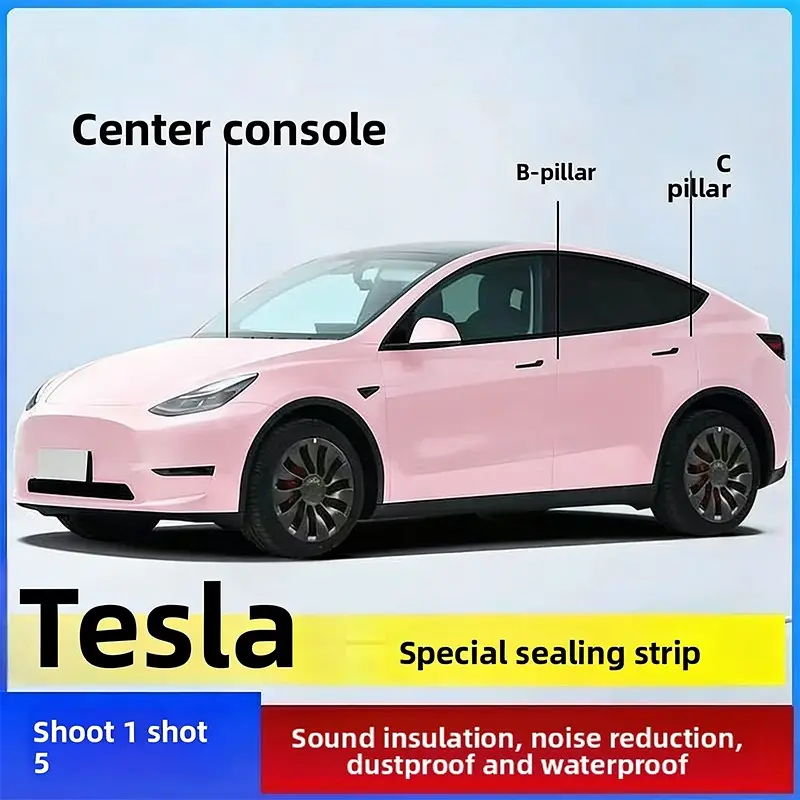Tesla Car Dustproof Silent Sealing Strip, Universal Seal for Door Accessories, Car Accessory, Easy Installation, Anti-Leakage, Fits Control/b Column/c Column