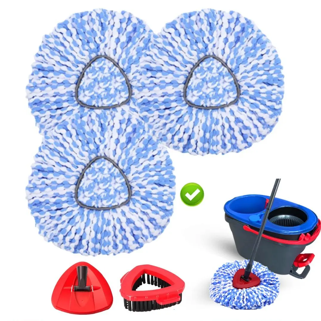 3 Pack Mop Heads & Base & Brush(15 holes