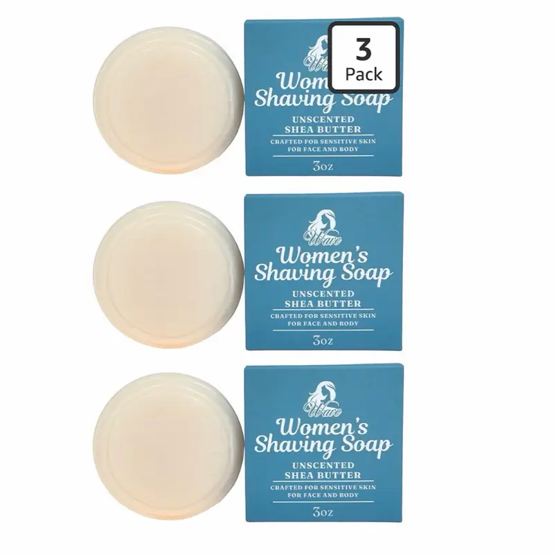 Women's Fragrance-Free Shea Butter Shaving Soap - For Sensitive Skin, Long-Lasting, Moisturizing, Rehydrating (Pack of 3) - Ideal for Legs Arms Shaving
