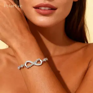 Infinity Heart Bracelet for Granddaughter, Love Bracelet Platinum Plated White Gold Tone, Cubic Zirconia CZ Adjustable Bracelet, Dainty Jewelry Gift for Granddaughter Birthday Christmas