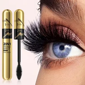 Huasurv Dual-In-One Lash Mascara Hs4154, Step One Suitable for Beginners, Natural Long & Thick Volumizing Eyelashes, Easy Application