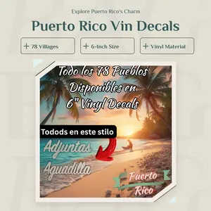 Pueblos de Puerto Rico en 6" Vinyl Decal - Todo los 78 Pueblos Disponibles en 6" Vinyl Decals Adjuntas Aguadilla Puerto Rico