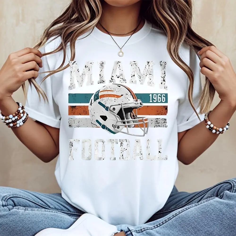 Miami Football 1966 Vintage Helmet Graphic T-Shirt, Retro Sports Fan Apparel, Casual Daily Wear Game Day Gift