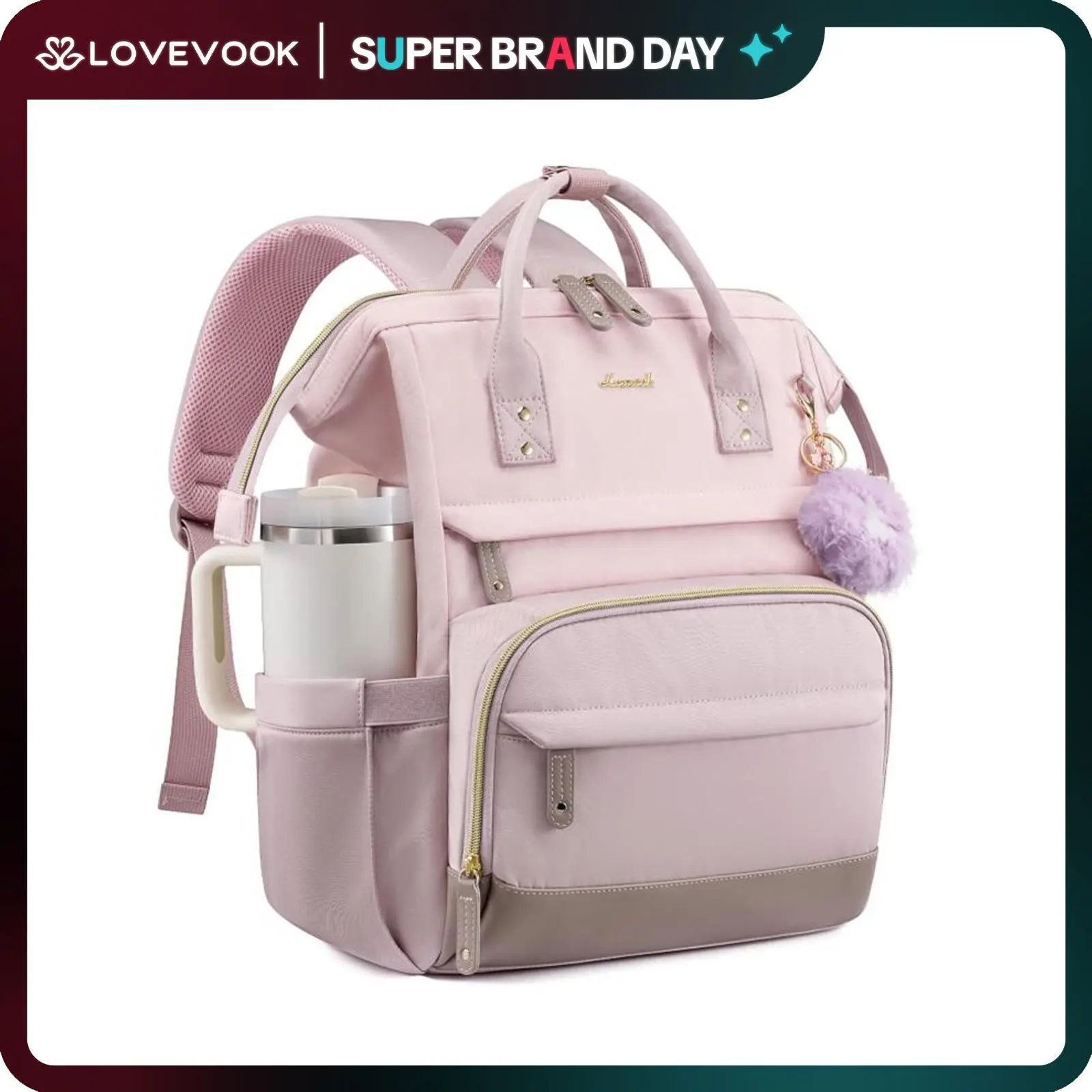 LOVEVOOK Laptop Backpack for Women, 15.6-17.3 Inch Work Business Backpacks Purse With Large Capacity, Waterproof Nurse Bag College Bookbag for School, Waterproof Casual Daypack for Travel TikTokShopBackToSchool