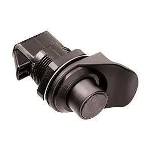 212 MAIN Plastic Non-Locking Flush & Knob Latch - Black, Push Button, Pull Tab, Threaded Nut Install, Single Hole, Sailing Water Sports Accessory