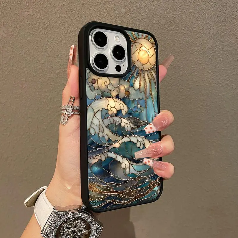 Trendy Magnetic Case for iPhone X/11/12/13/14/15/16/17 Air Pro Max Art Sea Totem Magnetic Ready, Ultra Thin & Shockproof |   Cute Pick for Girls