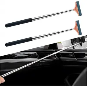 Car Side Mirror Squeegee, 2PCS Retractable Vehicle Rearview Mirror Wiper for Rainy Foggy Weather, Mini Auto Windshield Cleaning Tool Accessories, Universal for SUV Sedan Truck (Black)