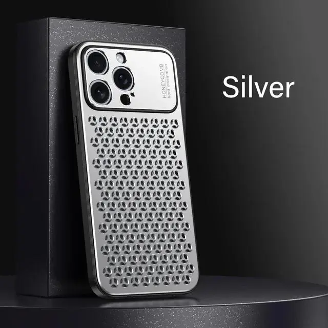 Fin Aluminum Alloy Phone Case For iPhone 17 16 15 14 13 Pro Max Metal Breathable Back Cover