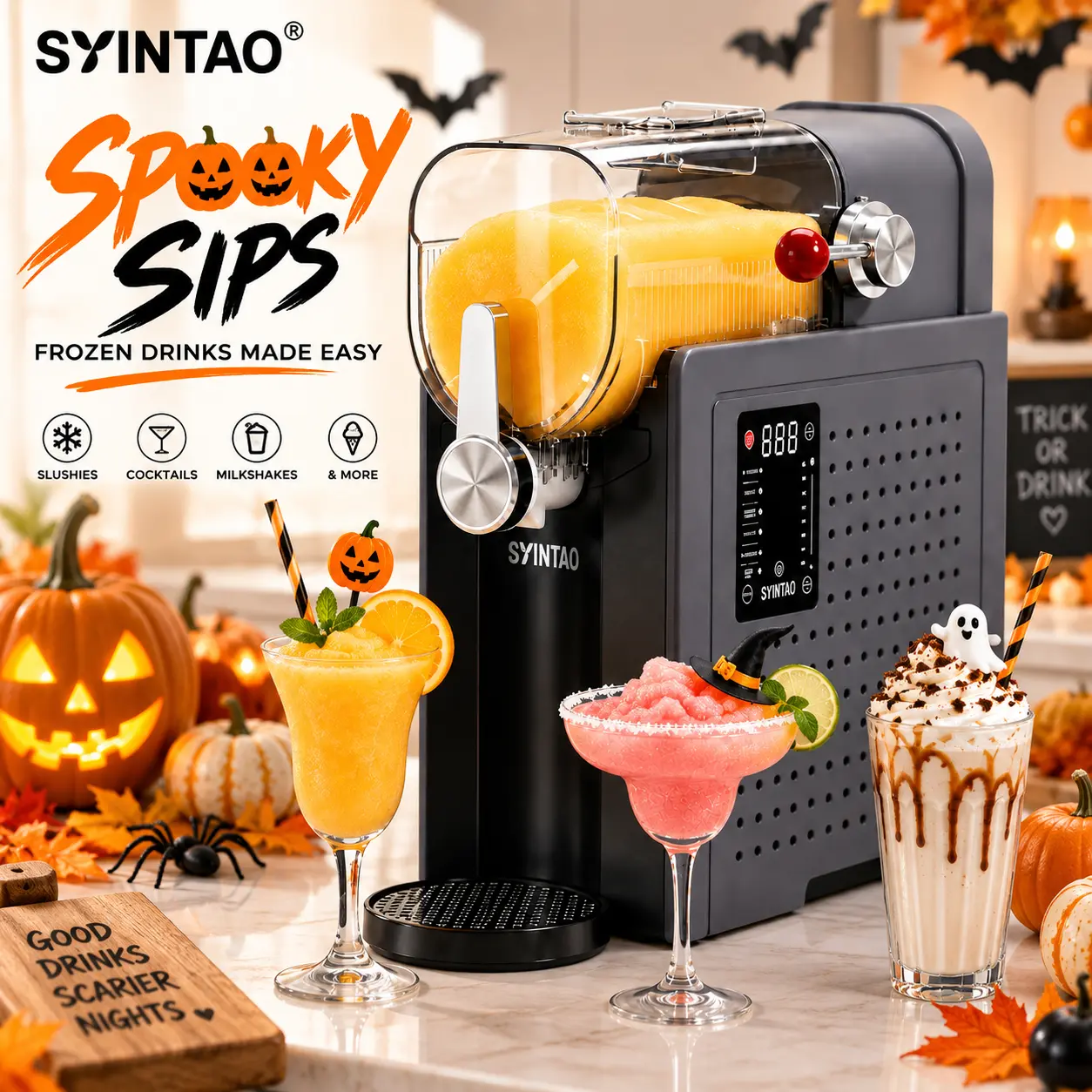 SYINTAO Compact Design Ice-Free Slushie Machine - Icee Machine with Digital Display, 76oz/96oz/135oz Capacity, 24H Preset, 6 Preset Modes, 24-Hour On-Call, Automatic Cleaning, Family Kitchen Specialty Appliance for Gatherings,techvibes