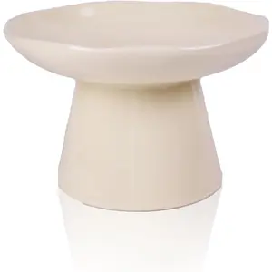 Raised Ceramic Cat Bowl – Shallow, Wide, 6.1" for Flat-Faced Pets
