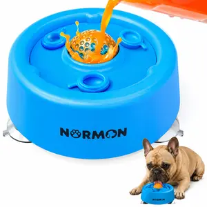 Normon Slow Feeder Dog Bowl with Suction Base, No-Spill Dog Lick Bowl for Bone Broth, Yogurt & Liquid Treats, Rolling Ball Pet Feeding Bowl for Puppies, Small Medium Large Dogs