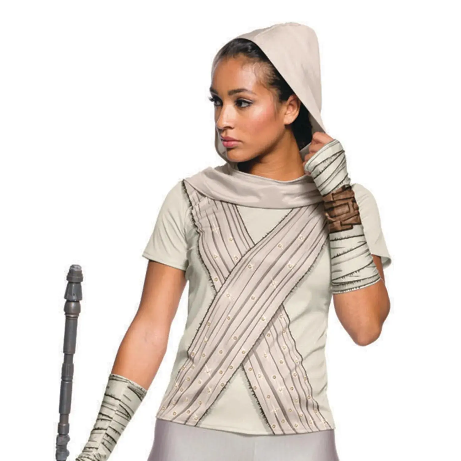 Women’s Rhinestone Rey Costume T-Shirt - Small, Top, Shortsleeve, Tshirt, Halloween, Cosplay, Polyester, Clothes, Outfits, Short Sleeve, Rhinestones, Party, Rey Look, Cosplay Wear, Round Neck, Casual