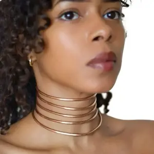 Arcane Stackable Copper Choker Collar Set | Healing Copper Neck Rings for Energy Balance & Bold Statement Jewelry