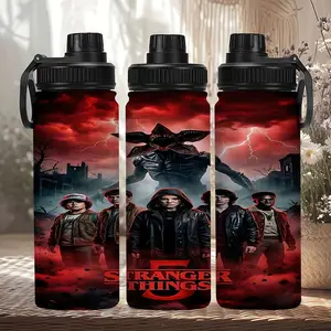 1pc 20oz Stranger Things Stainless Steel Water Bottle, Double Wall Vacuum Insulated, Reusable Multifunctional Cup for Outdoor Activities, Ideal Sports, Fitness, and Everyday Use