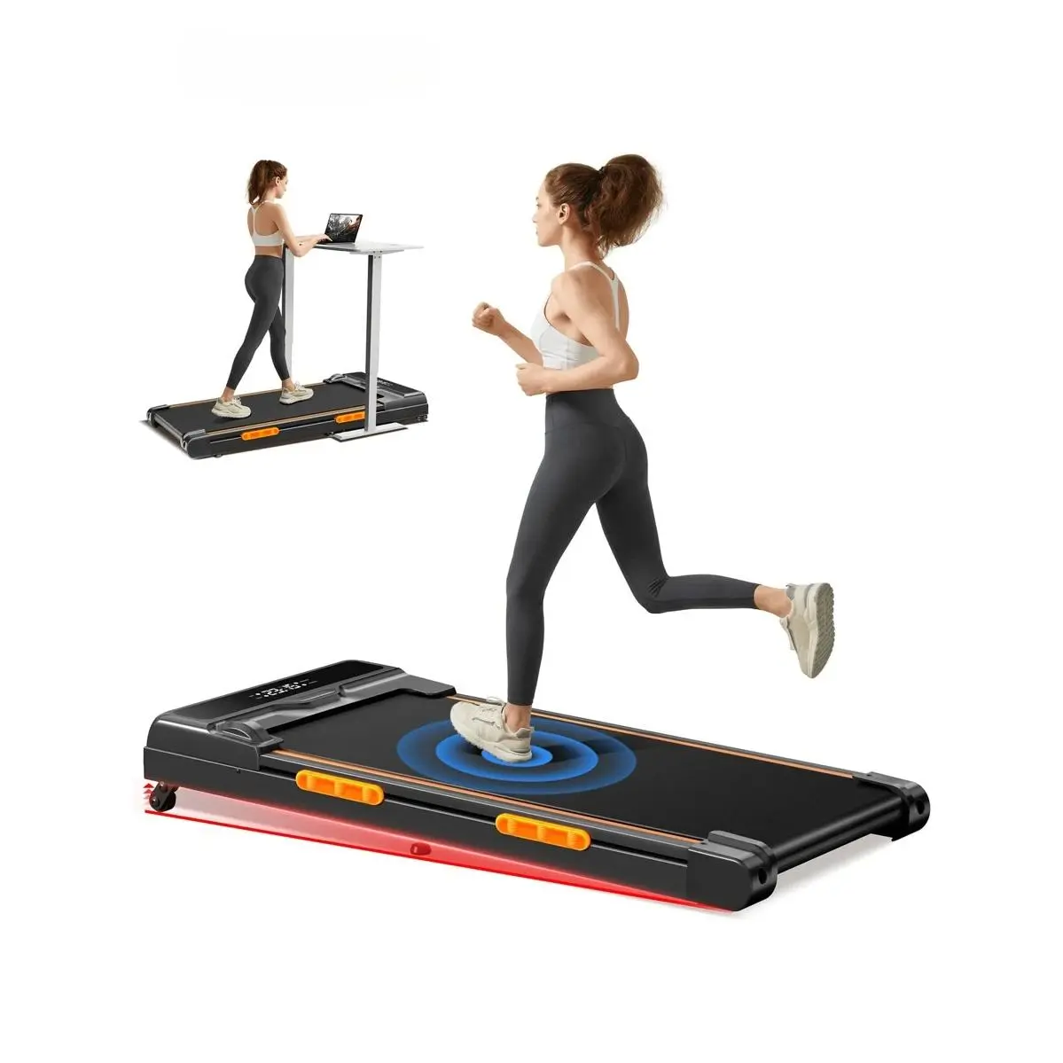 Under Desk Treadmill With Incline,Walking Pad Treadmill With Triple Shock-Absorbing System, 2.5HP Quiet Brushless,Portable Folding Treadmills For Home/Office