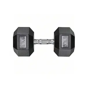 Sports season  Dumbbells Rubber Coated Cast Iron Hex Black Free Weights 60 75lb Dumbbell Single