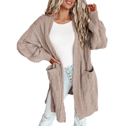 Dokotoo Long Cardigans for Women Open Front Long Sleeves Lightweight Fall Sweaters with Pockets